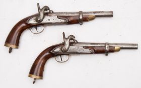 A pair of 19th century continental percussion cap pistols:,