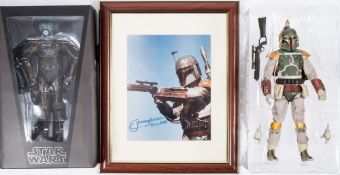 Two Medicom Toy 1/6th scale Star Wars Figures' Bobba Fett' and '4-Lom':,