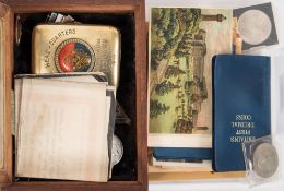 A WWI pair to '156889 GNR Hawkins R A':, together with a brass cigarette case dated 1919,