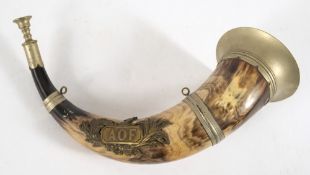An early 20th century silver plate mounted Ancient Order of Foresters horn:, 33cm long.