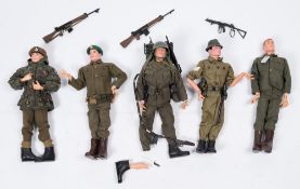 A group of five Action Man painted head figures:, including Action Soldier,