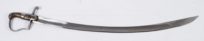 A 1796 pattern Cavalry trooper's sword:, curved single edge blade with double langets,