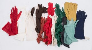 A collection of various lady's gloves including evening gloves:,