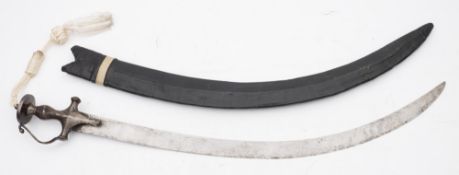 A 19th century Talwar:, of traditional form, curved single edged blades,