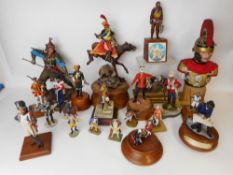 A collection of assorted hand painted resin and metal military busts and figures: relating to the