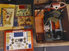 Meccano, various sets and parts sets: boxed, loose military Mecanno, car transporter ,