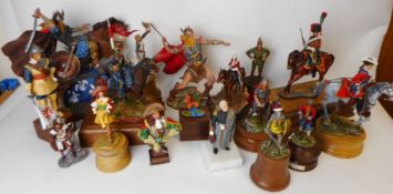 A collection of assorted hand painted resin and metal military busts and figures: relating to the