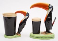 A Carlton Ware Guinness Toucan lamp:, painted in colours with advertising slogan to base,