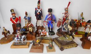 A collection of assorted hand painted resin and metal military mounted and foot figures: related to