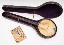 'The Winston Premier Model 3' five string banjo by J G Abbott & Co London:,