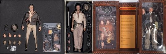 Two Hot Toys/Sideshow 1/6th scale Indiana Jones figures and a similar Sideshow figure:,