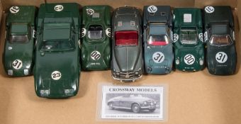 Two white metall 1/43rd scale models of a Rover BRM by John Day:,