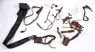 A group of various leather sword frogs and straps etc:, (a lot).