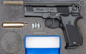 A Walther CP 88 .177 CO2 air pistol:, number A7390349 in fitted case.