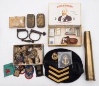 A WWI War Medal 'Lieut W Edwards' together with a collection of WWII buttons and badges etc:,