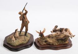 Border Fine Arts: `Reaching for the High Bird` shooting with liver and white spaniels, model No.