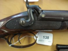 A double barrel percussion cap shotgun by J Harvey, Exeter:,
