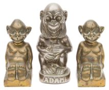 An early 20th century 'Adam' radiator mascot :, in the form of a seated orangutan 10cm high,