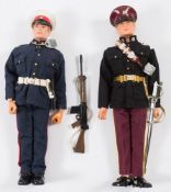 An Action Man flock hair Royal Hussar and Royal Marine:,
