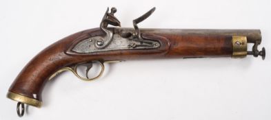 An early 19th century flintlock pistol signed London:,