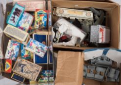 A Tri-ang Corgi and others, a collection of various parts and boxes: (some reprints,