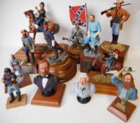 A collection of assorted hand painted resin and metal military figures and busts: related to the
