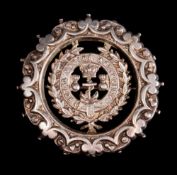 A Victorian circular silver Royal Marine Artillery sweetheart brooch, maker F Narborough,