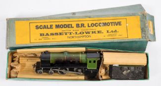 Basset-Lowke, an O gauge live steam 4-4-0 locomotive No 6285: with six wheel tender in green livery,