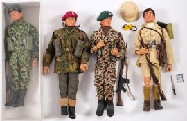 Four Action Man flock hair figures:, Afrika Korps, Parachute Regiment,