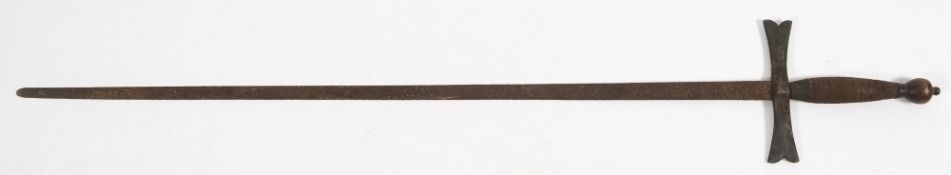 A Victorian brass hilt court sword:, stamped '18' to the hilt,