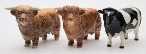 Two Beswick models of Highland cattle:,