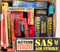 A collection of various Action Man boxes:, mostly re-issues,