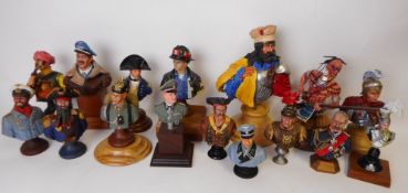 A collection of assorted hand painted resin and metal military busts: relating to World War II,