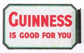 A rectangular double sided enamel shop sign 'Guinness Sold Here' and 'Guinness Is Good For You':,