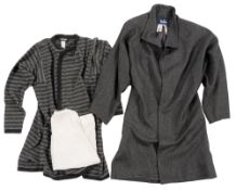 Jean Muir (1928-1995) A Jean Muir Studio black and grey wool dog tooth check coat:,