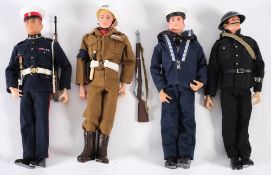 A group of four Action Man painted hair figures:, Royal Marine, Military Police,