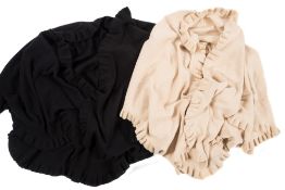 A black wool cape by Harrods and another in cream:,