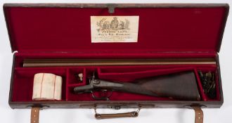 A 13-bore double barrel underlever pinfire shotgun by Joseph Lang, London:,