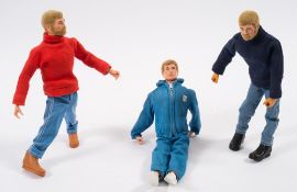 Three Action Man flock hair figures:, Athlete,
