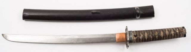 A Japanese wakisashi in black lacquer suya:,