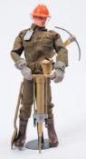 A Palitoy Action Man painted head Combat Construction figure:, with metal dog tag,