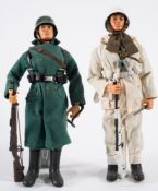 Two Action Man flock hair German Stormtroopers:, one with Winter dress, both with 'Eagle eyes' (2).