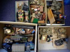 A collection of partially complete, part painted and damaged models: including tanks A.F.