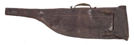 A brown leather soft shell leg o'mutton gun case:.