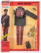 A Palitoy Action Man Royal Hussar locker box carded outfit:,
