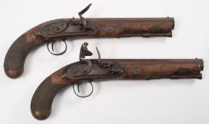 A pair of late 18th/early 19th century flintlock pistols by Sharpe, London:,