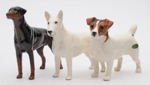 A group of three Beswick dogs:, Jack Russell Terrier,