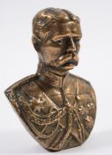 A small bronze bust of General Kitchener:, unsigned, 12 cm high.