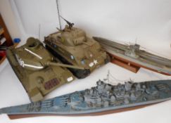 A Large scale model of a Russian T34 tank: a radio controlled Sherman tank,