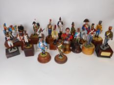 A collection of assorted hand painted resin and metal military mounted and foot figures: related to